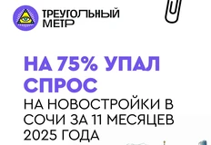 🤓Спрос на новостройки в Сочи за 11 месяцев 2025 года снизился на 75% по сравнению с аналогичным 2024 прошлого года