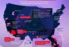 🤓А что у них? В ряде крупных городов США кредитный долг домохозяйств превышает 2,5 годовых дохода