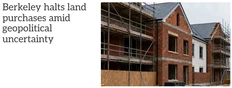 🤔В Великобритании девелопер Berkeley Group остановил покупку новых земель, заморозил найм и сокращает активность из-за геополитической нестабильности и роста ставок по ипотеке выше 5%