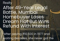 🤓В Индии, в городе Мумбаи, покупательница почти 49 лет судилась за квартиру, которую купила ещё в 1977 году, заплатив ₹10 500 аванса