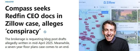 🤔Американская брокерская компания Compass усилила судебное давление на Redfin в рамках иска против Zillow, обвиняя