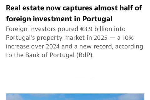 🤓В Португалии почти половина всех иностранных инвестиций теперь приходится на недвижимость