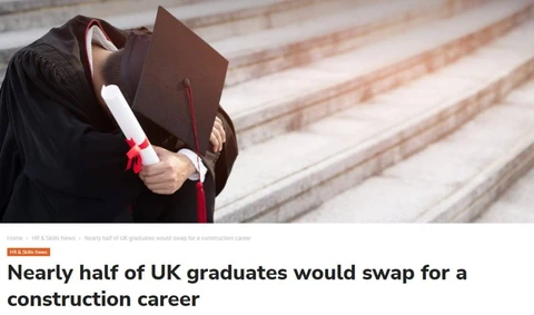 🤓В Великобритании почти половина выпускников (45%) хотели бы обменять свою ученую степень на карьеру в строительной отрасли