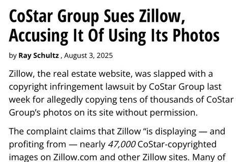 🤓В США компания CoStar Group, владелец крупных сайтов недвижимости Apartments.com, Homes.com и LoopNet.com, подала в суд на Zillow, одну из крупнейших платформ по продаже и аренде жилья